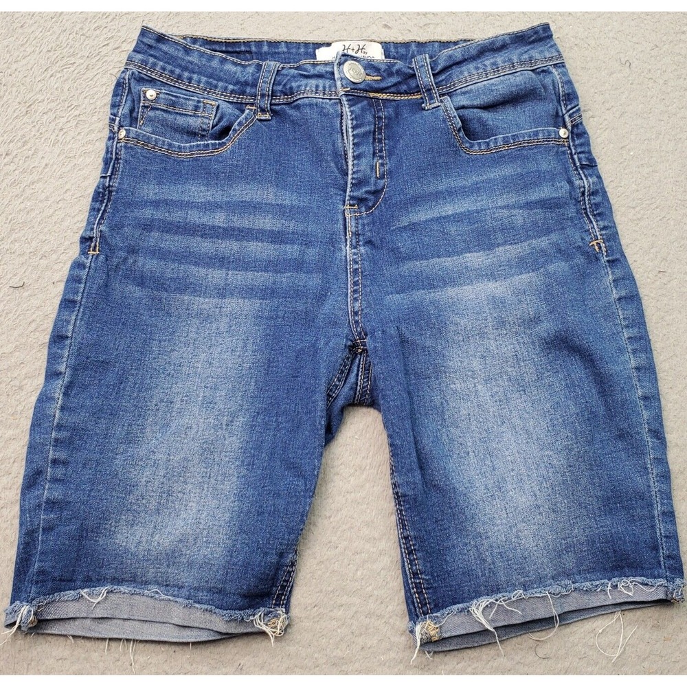 Harmony & Havoc Jean Shorts Women's 6 Blue Denim Cotton 5 Pockets Stretch Cuffed
